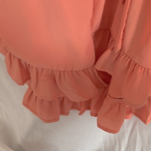 GB: Peach Ruffle Wrap Dress- Midi- High/low- XL - Picture 4 of 16